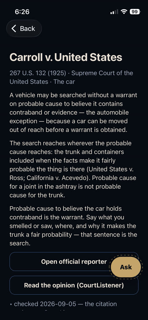 Officer One — A case, read